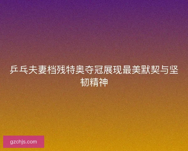 乒乓夫妻档残特奥夺冠展现最美默契与坚韧精神