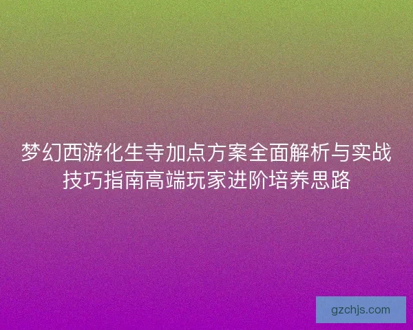 梦幻西游化生寺加点方案全面解析与实战技巧指南高端玩家进阶培养思路
